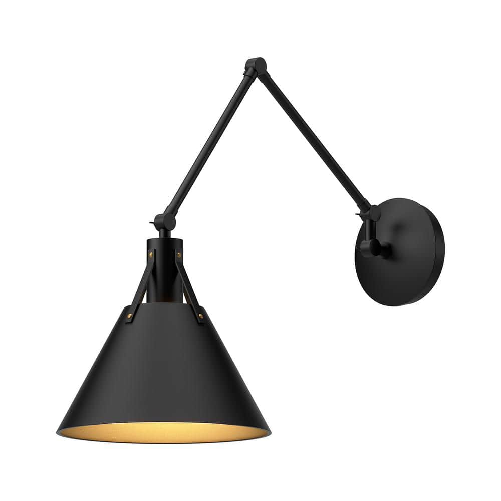 Matte Black Metal Dimmable Swing Arm Wall Sconce