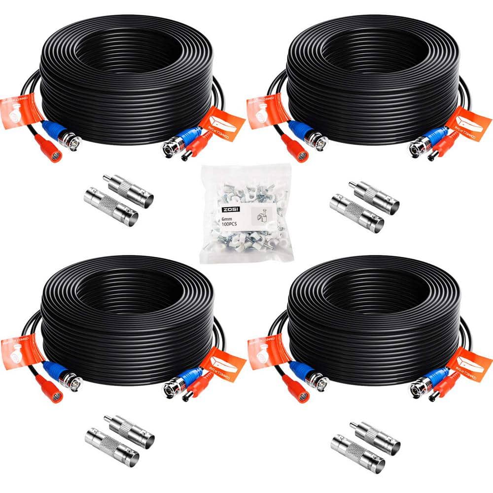 60ft/100ft 2-in-1 Video Power CCTV Cable BNC Extend Cord for DVR Camera Kit V3H4