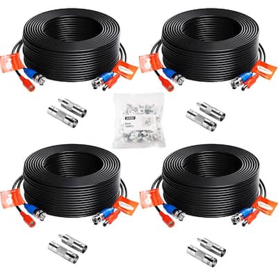 4-Pack, White ANNKE Security Camera Cable BNC Extension Wire Cord for CCTV Camera DVR Security System 4 30M/ 100ft All-in-One BNC Video Power Cables 