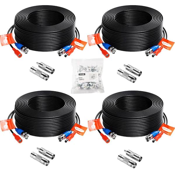 ZOSI 100 ft. Security Camera Cables BNC Cord Video Power Cable (4 pack of  100ft) SP-XC-3004-TVI*4 - The Home Depot