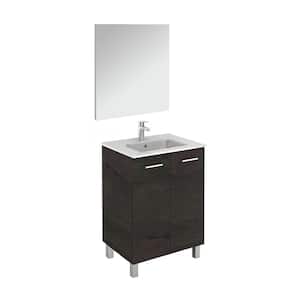 Logic 27.6 in. W x 18.0 in. D x 33.0 in. H Bath Vanity in Wenge with Ceramic Vanity Top in White with Mirror