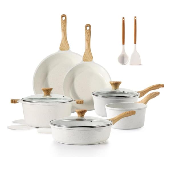 16-Piece Gray Nonstick Cookware Set with Utensils, Aluminum, Induction Compatible, Kitchen Cooking Set