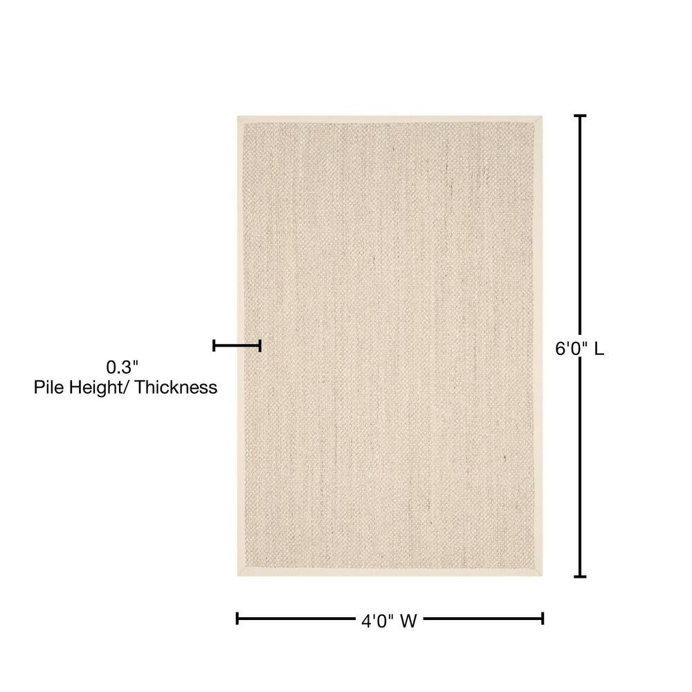 Marble Beige Hand-Knotted Natural Fiber Area Rug, 4' x 6'