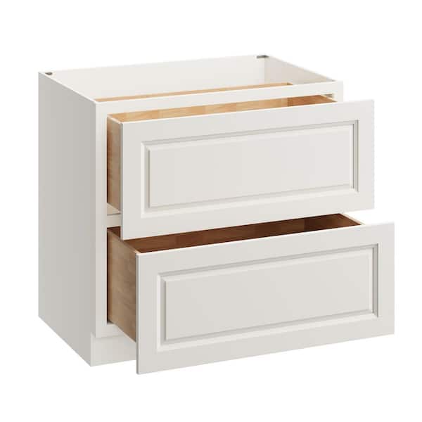 36 in. W x 24 in. D x 34.5 in. H Ready to Assemble Floor Base Kitchen Cabinet with 2 Drawers in Glacier White