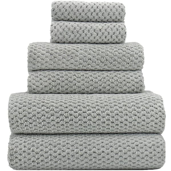 Unbranded 6-Piece Grey Quick Dry Super Soft Microfiber Towel Set