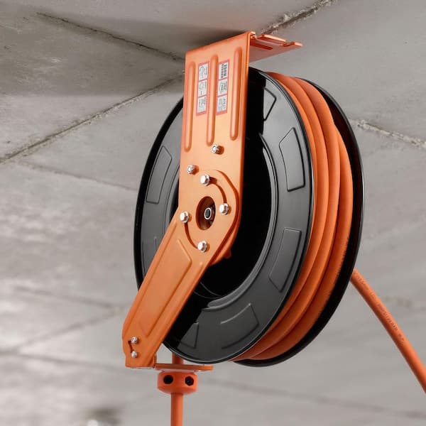 Retractable Air Hose Reel, 1/2 in. x 65 ft. Rubber Air Hose Max 300 PSI, Auto Rewind Air-Compressor Hoses Reel
