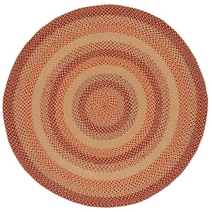 SAFAVIEH Braided Blue/Rust 6 ft. x 9 ft. Striped Oval Area Rug BRD257P-6OV  - The Home Depot