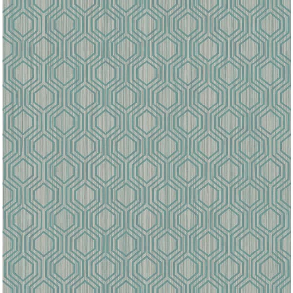 CASA MIA Geometric Rhombus Green Paper Strippable Wallpaper Roll (Cover 57 sq. ft.)
