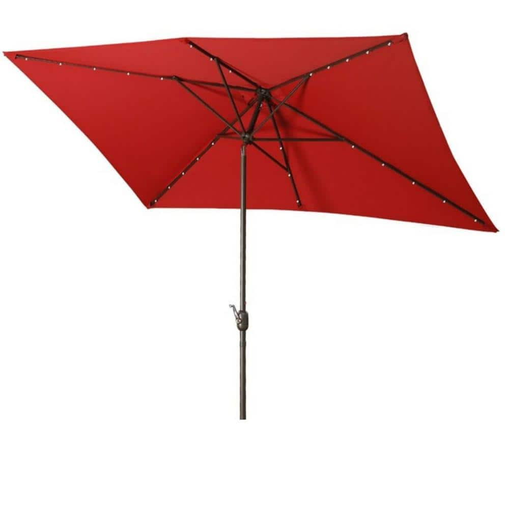 Tidoin 6.5 ft. x 10 ft. Steel Market Solar Tilt Patio Umbrella in Red ...