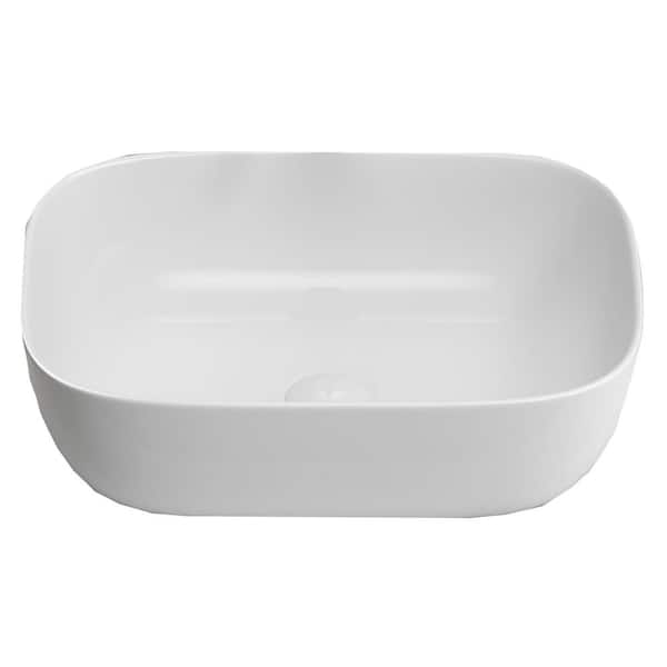 17.91 in. x 12.6 in. Vessel Bathroom Sink in White Ceramic