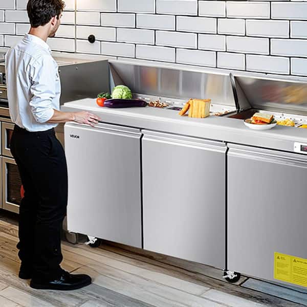 Commercial Refrigerator 72 in. Sandwich Prep Table, 18.7 cu.ft Stainless Steel Refrigerated Food Prep Station in Silver