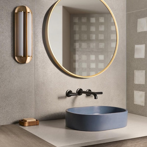 Vessira Gray 8 in. x 0.35 in. Concrete Look Semi-Polished Porcelain Floor and Wall Tile Sample