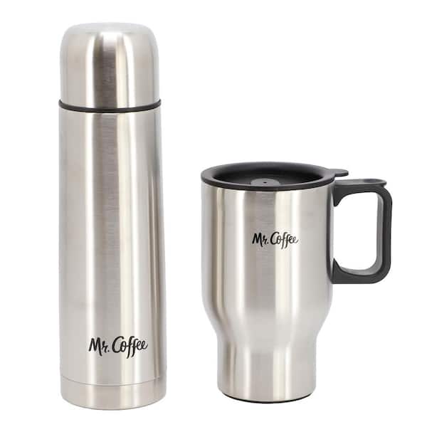 Javelin 2 Piece Stainless Steel Thermal Bottle and 13.5 oz. Travel Mug Set in Silver