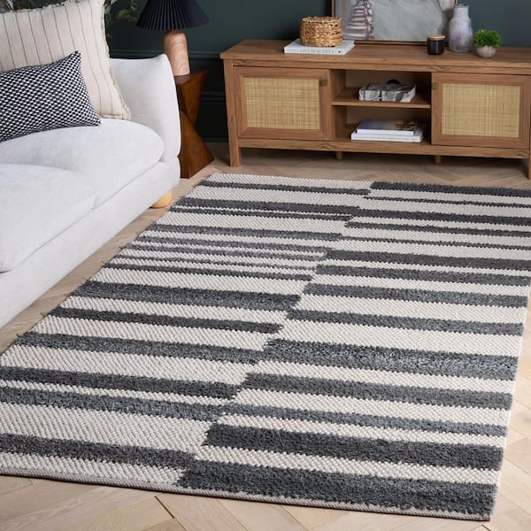 Natura 6 ft. x 9 ft. Dark Gray/Ivory Striped Solid Area Rug