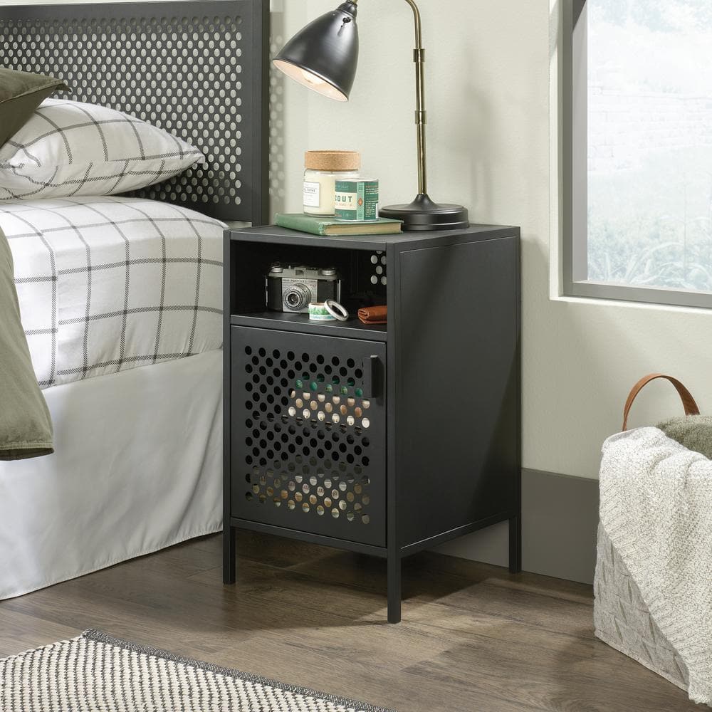 Boulevard Cafe Perforated Black Metal Nightstand