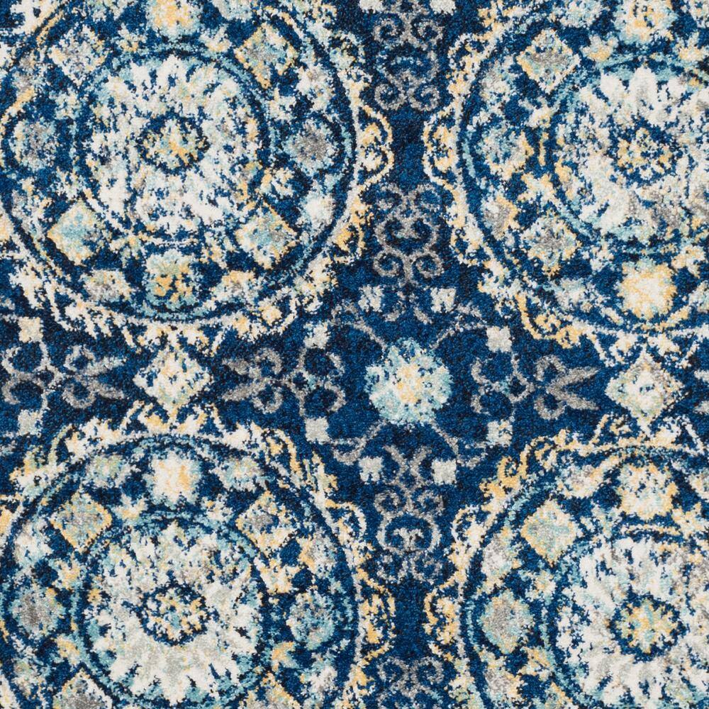 Navy and Ivory High Pile Synthetic Area Rug