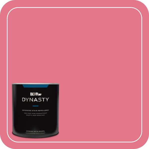 BEHR DYNASTY 1 qt. #120B-6 Watermelon Pink Satin Enamel Interior Stain-Blocking Paint and Primer