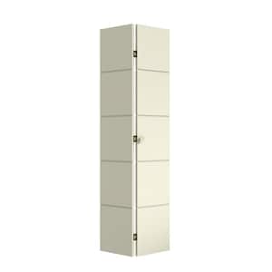 24 in. x 80 in. x 1-3/8 in. Contemporary U-Grooved Design (Atlanta) Solid Composite Core White Wood Bifold Door