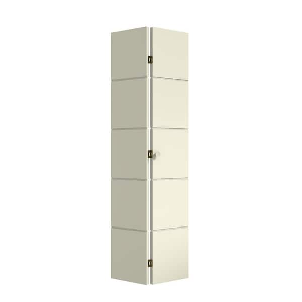 eightdoors 24 in. x 80 in. x 1-3/8 in. Contemporary U-Grooved Design (Atlanta) Solid Composite Core White Wood Bifold Door