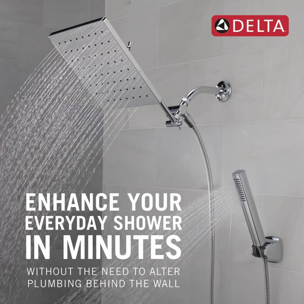 Chrome 10-inch Square Raincan Shower Head and Handheld Combo