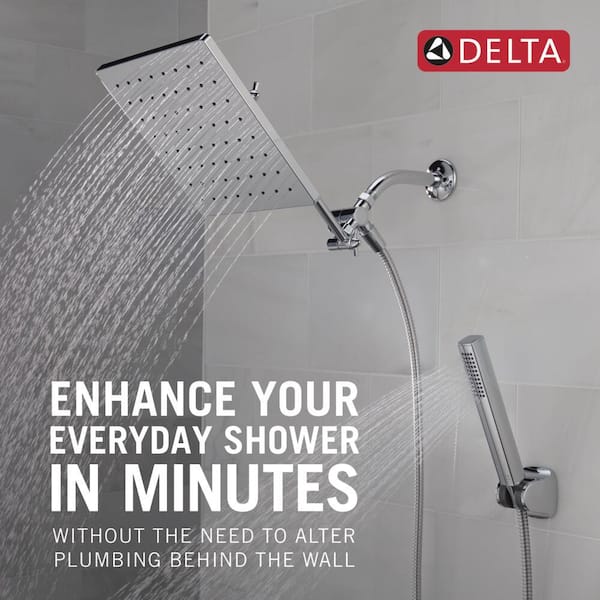 Raincan 1-Spray Dual Wall Mount Fixed and Handheld Shower Head 1.75 GPM in Chrome