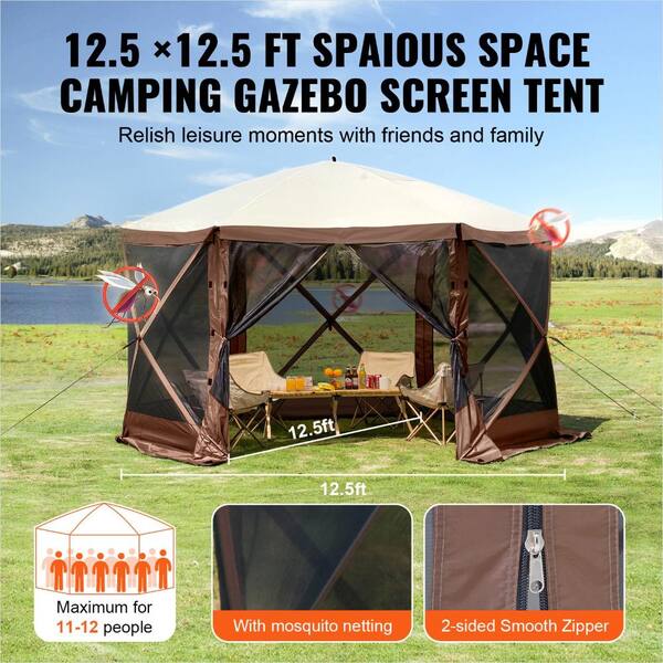 Sunjet 12.5x12.5FT Hexagonal Pop-Up Screen Tent with 6 Privacy