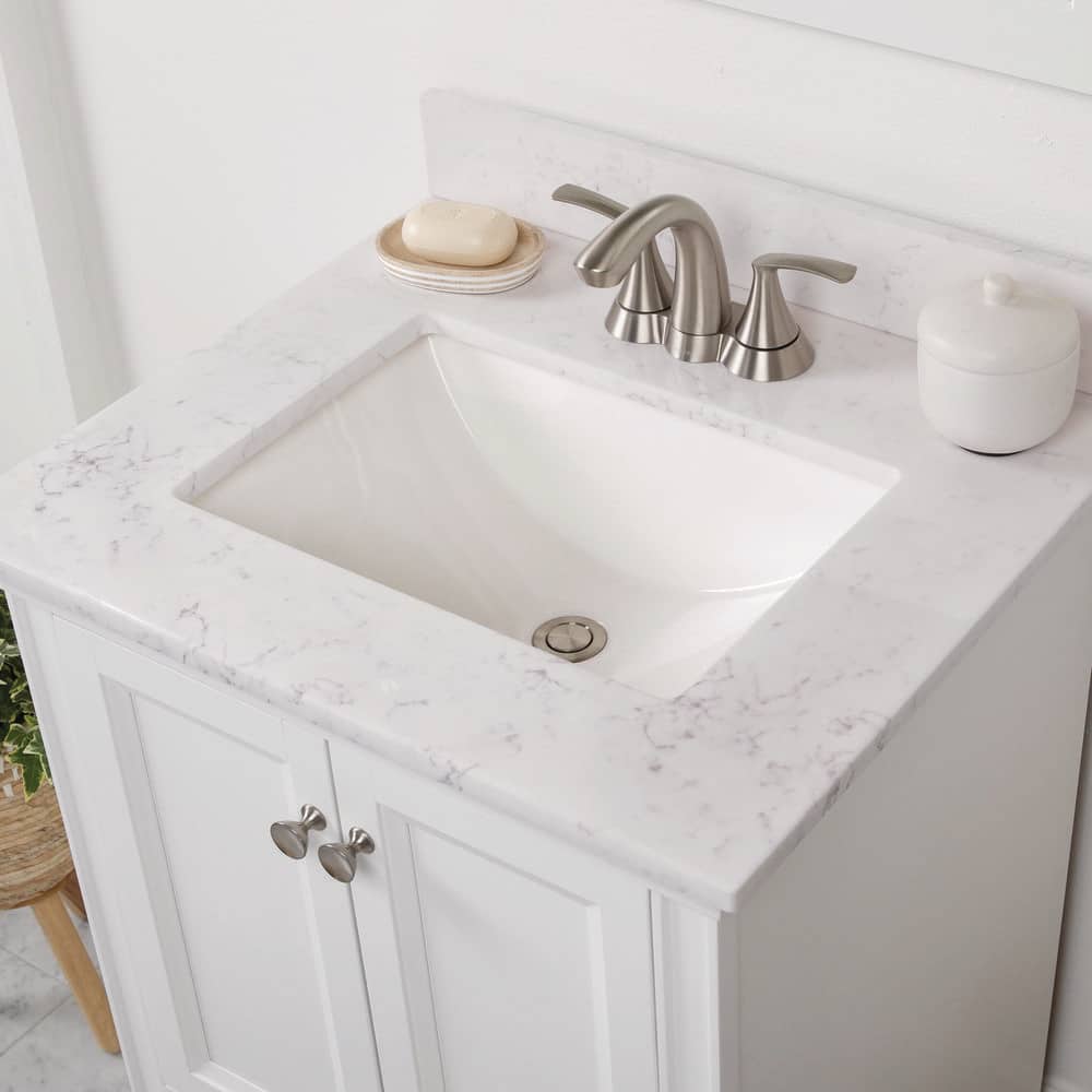 Home Decorators Collection 25 in. W x 22 in. D Cultured Marble White ...