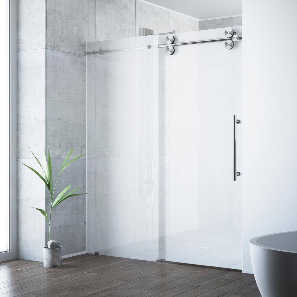 VIGO Elan 56 to 60 in. W x 74 in. H Sliding Frameless Shower Door in