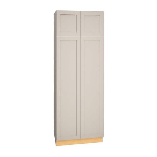 QuickShip Cottage 30 in. W x 24 in. D x 84 in. H Assembled Plywood Shaker 2-Door Pantry Kitchen Cabinet in Sterling