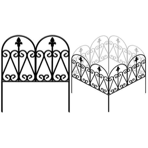Oyezvary 24.5inH Decorative Metal Garden Fence Heavy Duty for Dogs 5 Pack Outdoor Flower Beds Patio Yard Decor