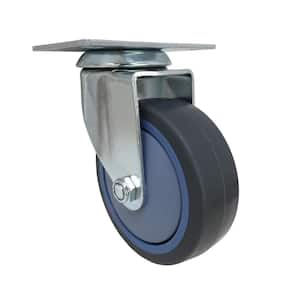 4 in. Gray Rubber Like TPR and Steel Swivel Plate Caster with 250 lb. Load Rating