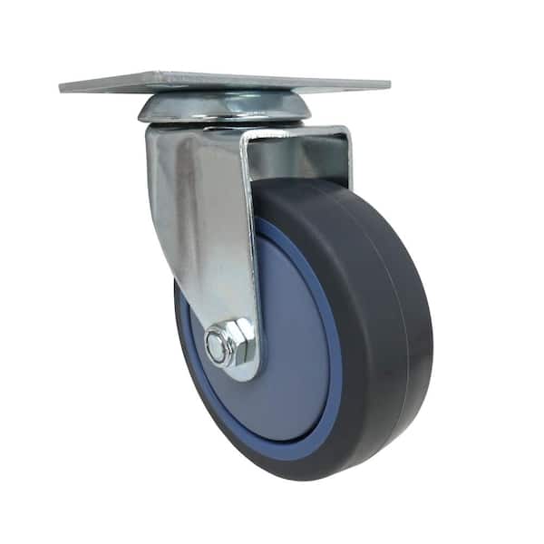 Everbilt 4 in. Gray Rubber Like TPR and Steel Swivel Plate Caster with 250 lb. Load Rating