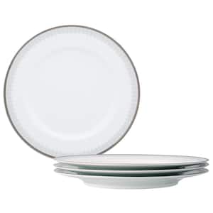 Silver Colonnade 10.5 in. (White) Porcelain Dinner Plates, (Set of 4)