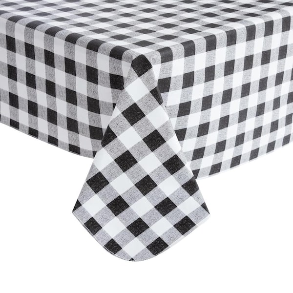 54'' X 54'' Checkered Tablecloth Vinyl Tablecloths with Flannel Backing Wipeable Spillproof Plastic Table Cover