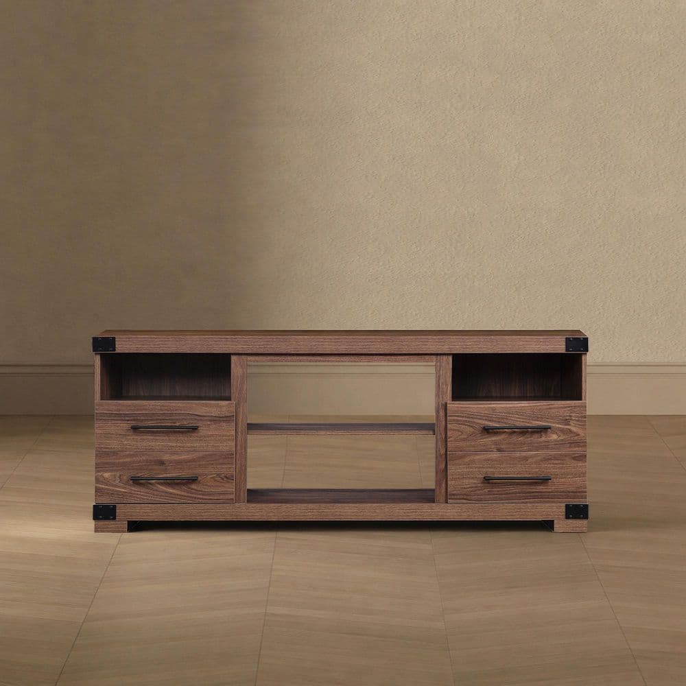 Richmond 60 in. Brown TV Stand Fits TV's up to 56 in. with Storage Shelves, Drawers and Cable Management