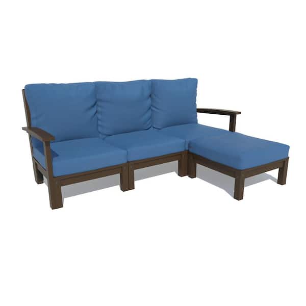 Highwood Bespoke Deep Seating 2-Piece Plastic Outdoor Couch and Ottoman with Cushions