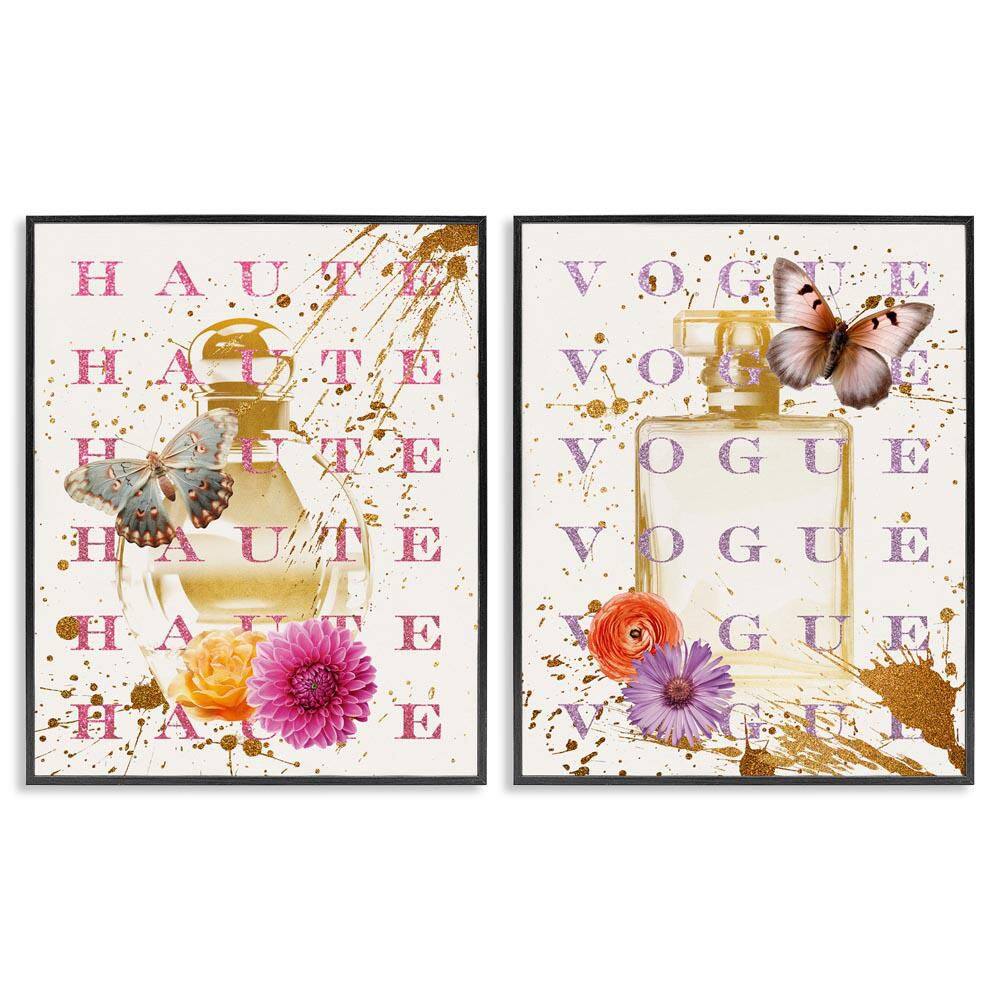 Glam Perfumes with Butterflies by Susan Arnot 2 Piece Black Framed Abstract Giclee Art Print 20 in. x 16 in. price history on PriceWatchPro