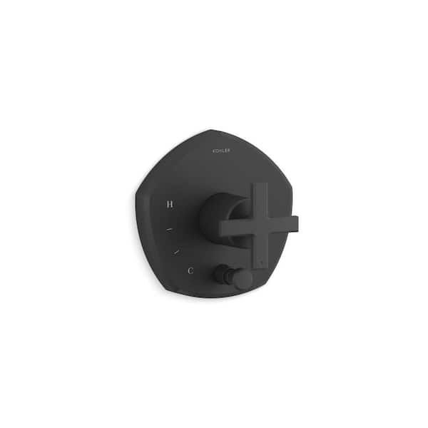 KOHLER Occasion Cross 1-Handle Tub and Shower Faucet Trim in Matte Black with Pressure-balancing Technology