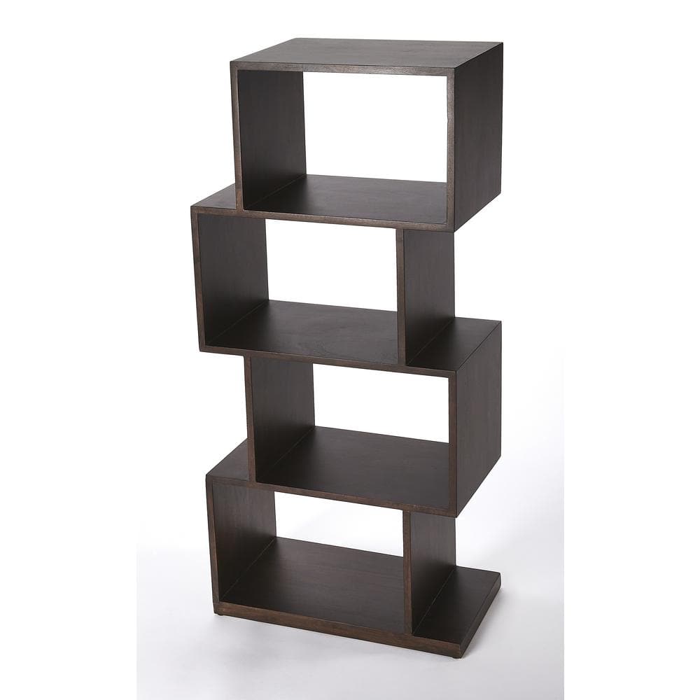 Stockholm Dark Brown Mango Wood Cubical Etagere Bookshelf