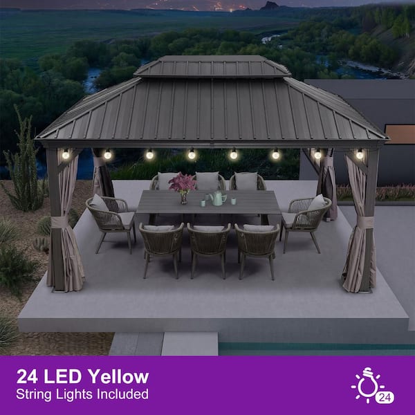PURPLE LEAF 10 ft.x 14 ft.Gray Luxury Aluminum Frame Hardtop