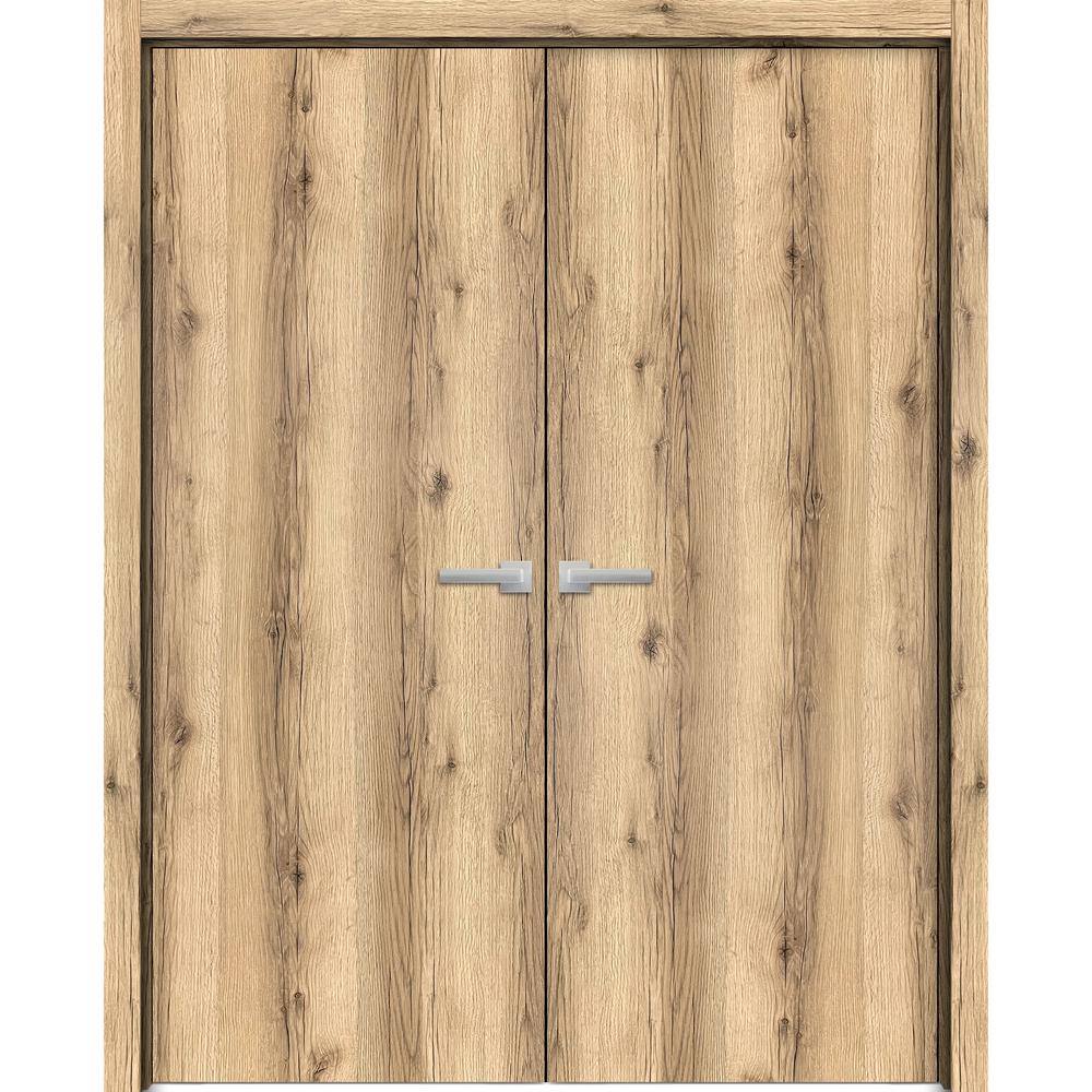 0010 56 in. x 80 in. Flush No Bore Oak Finished Pine Wood Interior Door Slab with French Hardware price history on PriceWatchPro