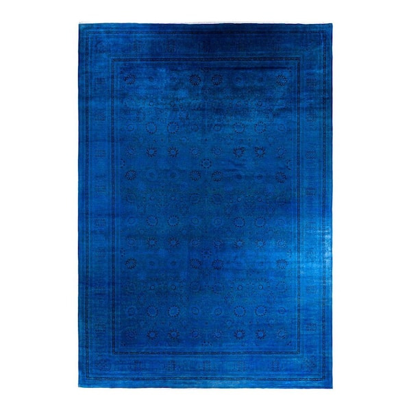 Overdyed Purple 12 ft. x 18 ft. Solid Wool Indoor Area Rug