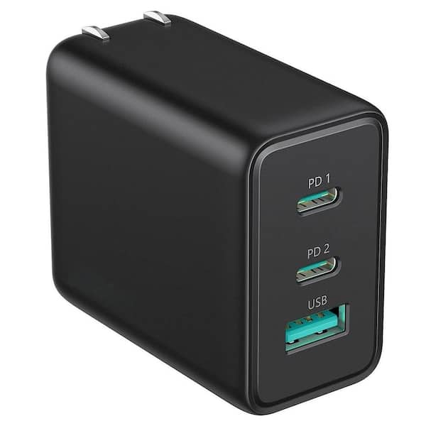 Yichuhaoxi 65W PD 3.0 GaN Type Foldable Adapter with 3-Ports for Cellphones and Tablet Chargers