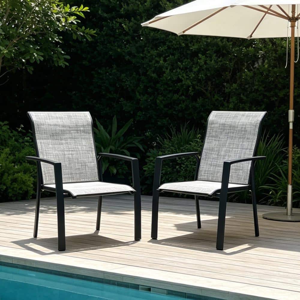 Set of 2 Outdoor Metal Dining Chairs, 400 LBS Weight Capacity, All Weather Patio Chairs for Garden, Poolsides price history on PriceWatchPro