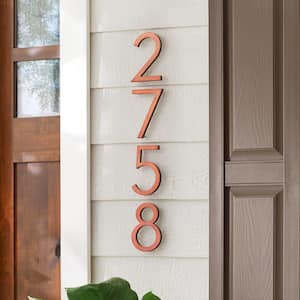 10 in. Antique Copper Aluminum Floating or Flat Modern House Number 7