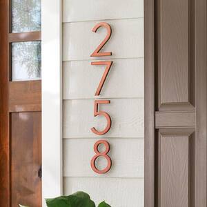 6 in. Antique Copper Aluminum Floating or Flat Modern House Number 7