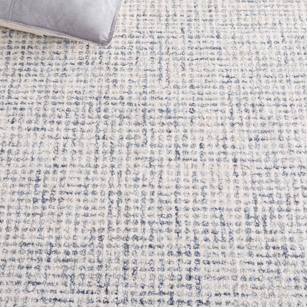 Handmade Blue and Ivory Wool Blend Tufted Rectangular Rug 3' x 5'