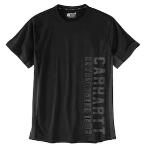 Men's Large Black Cotton/Polyester Force Relaxed Fit Midweight Short Sleeve Graphic T-Shirt