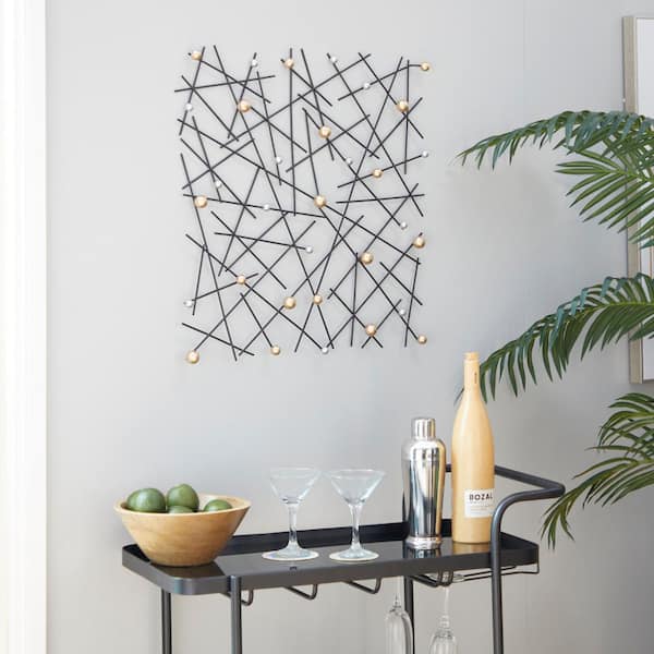 Litton Lane Black Metal Contemporary Wall Decor 24 in. x 24 in.