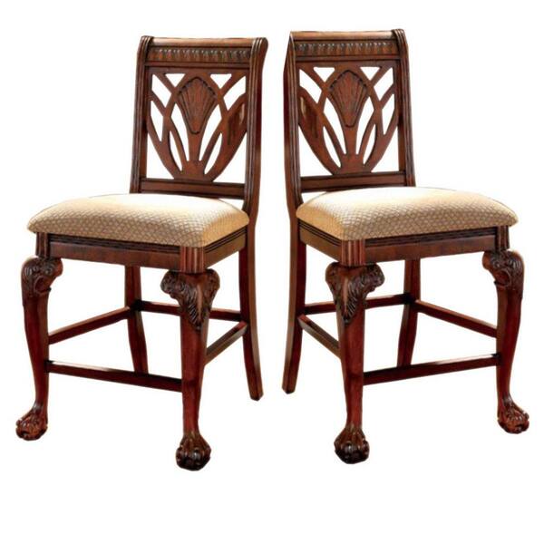 Benjara Peters burg II Traditional Cherry Wooden Counter Height Chair (Set of 2)